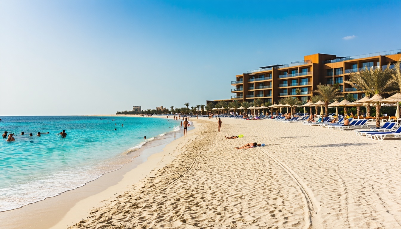 Relaxing private beach at Aquaventure World Dubai